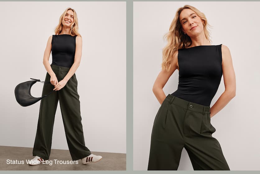 Status Wide Leg Trouser in Olive Ink