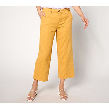 LOGO by Lori Goldstein Regular Cotton GauzeCrop Pant  Size Plus 28  Honey Gold