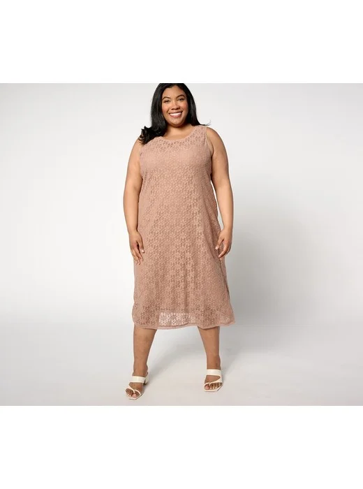 Isaac Mizrahi Live! Petite Bridgehampton Crochet Lace Midi Dress
