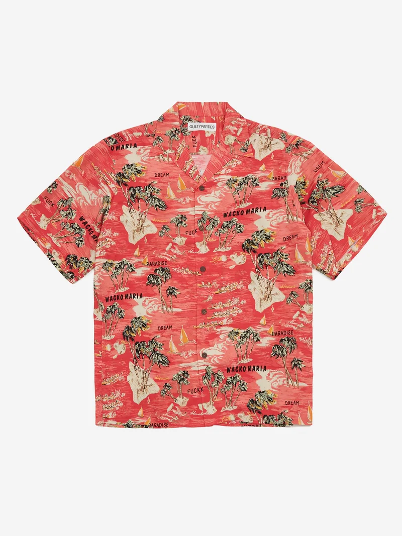 Image of Wacko Maria Hawaiian Short Sleeve Shirt - Red