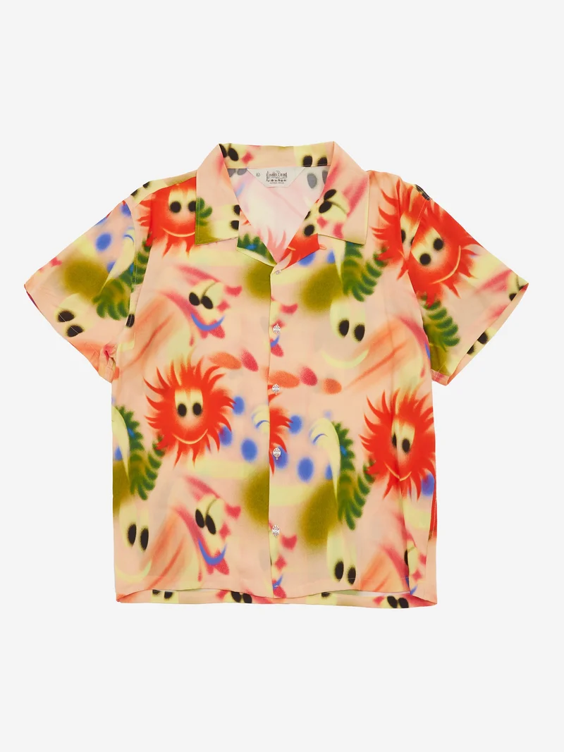 Image of Brain Dead Alexis Short Sleeve Button Up Shirt - Pink Multi