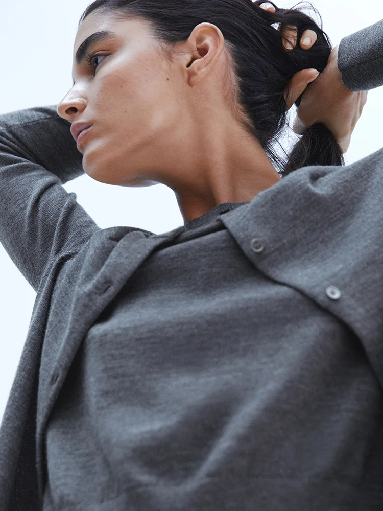 Merino Cardigan Grey Melange