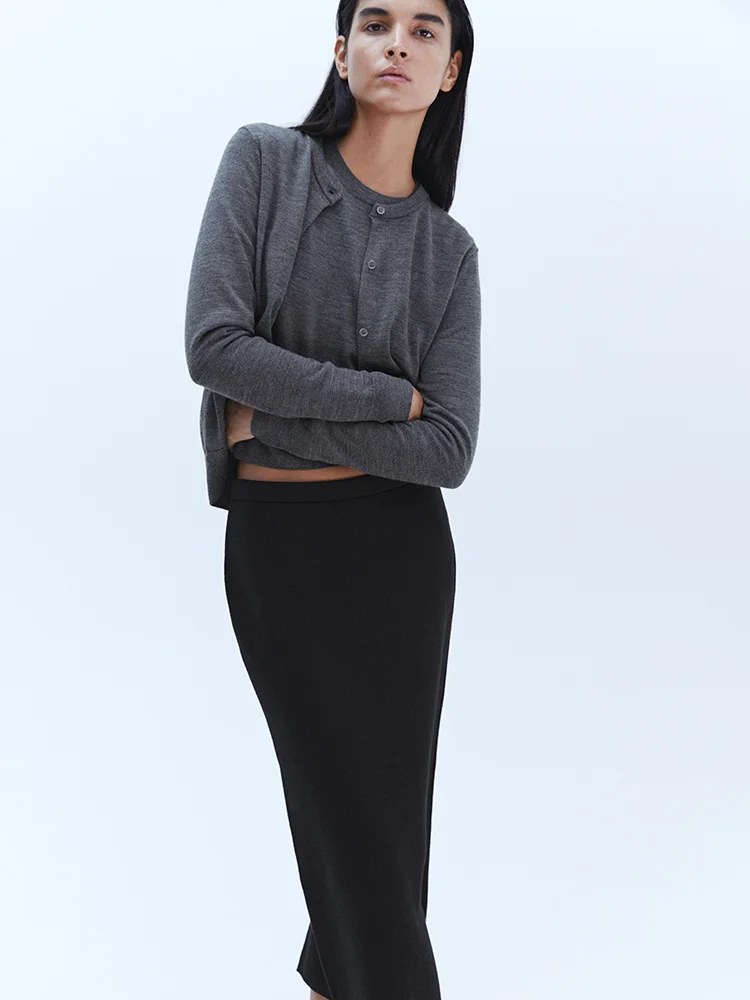 Merino Cardigan Grey Melange