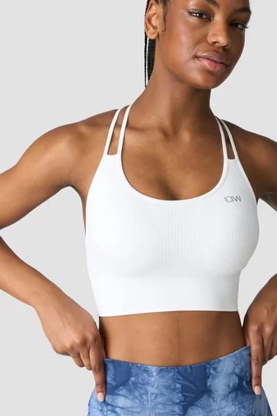Image of Ribbed Define Seamless Sports Bra White