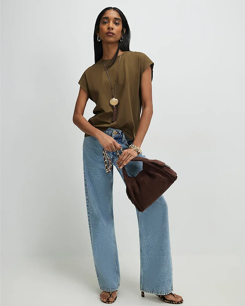 Womens Khaki Loose Top