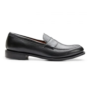 Kenmore EF Penny Loafer in Black Deerskin Leather