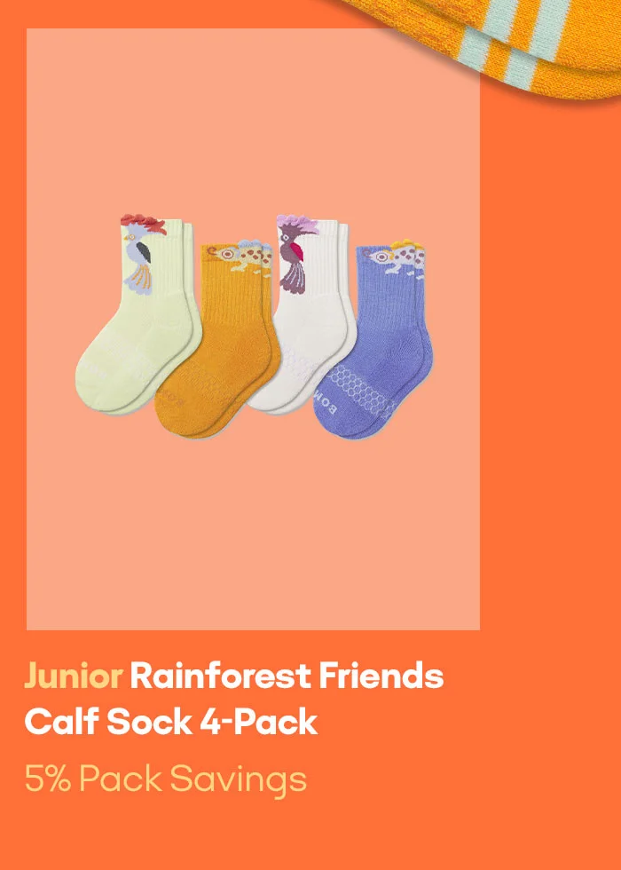 Junior Rainforest Friends Calf Sock 4-Pack 5% Pack Savings