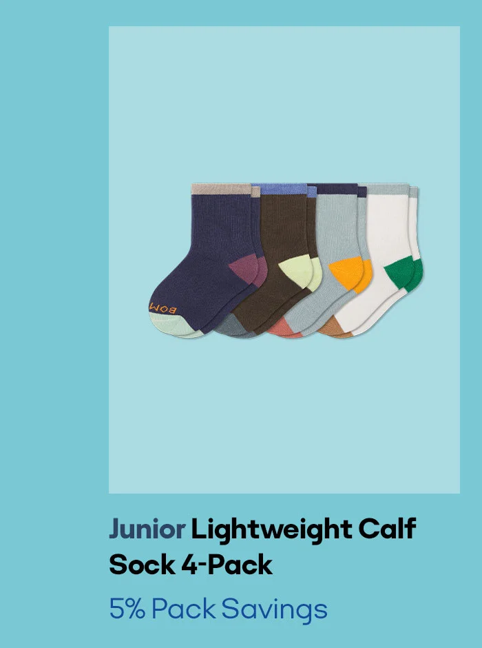 Junior Lightweight Calf Sock 4-Pack 5% Pack Savings