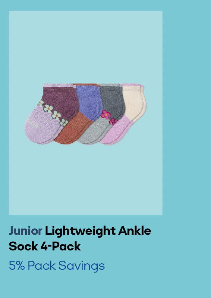 Junior Lightweight Ankle Sock 4-Pack 5% Pack Savings