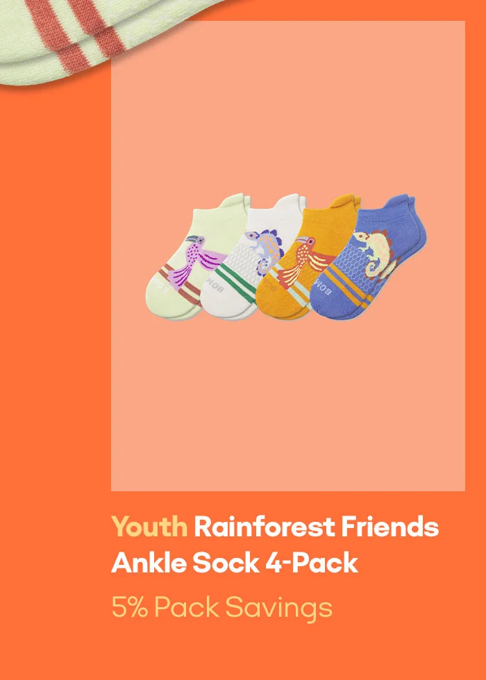 Youth Rainforest Friends Ankle Sock 4-Pack 5% Pack Savings