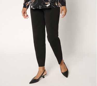 Susan Graver Weekend Regular Cotton Ponte Slim Leg Ankle Pants