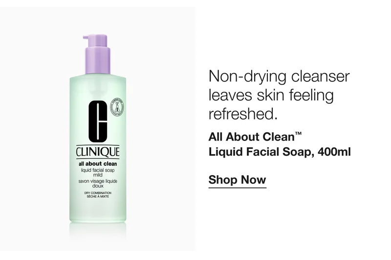 Non-drying cleanser leaves skin feeling refreshed. | All About Clean™ Liquid Facial Soap, 400ml | Shop Now