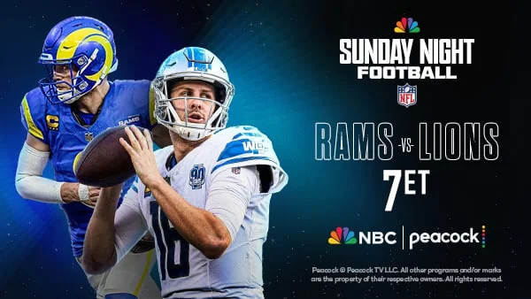 Sunday Night Football: Los Angeles Rams vs. Detroit Lions