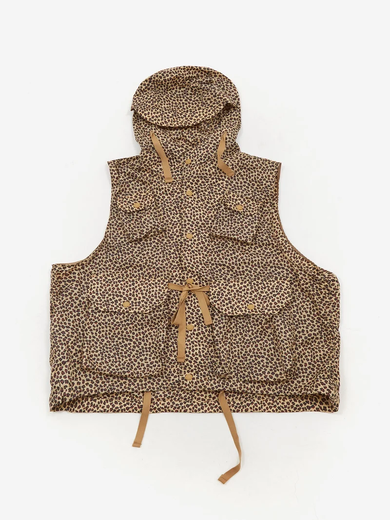 Image of Engineered Garments Field Vest - Khaki Leopard Print