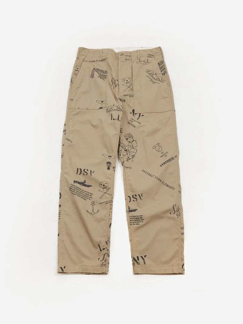 Image of Engineered Garments Fatigue Pant - Khaki Graffiti Flat Twill