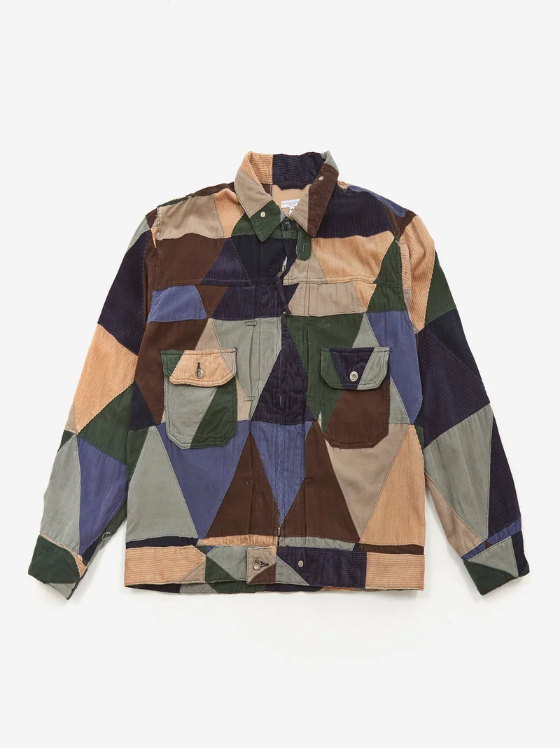 Image of Engineered Garments Trucker Jacket - Multi Colour Triangle Patchwork