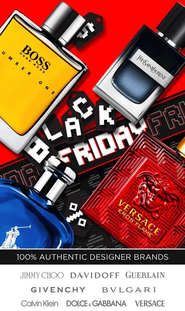 Black Friday letters flash around best selling scents during limited holiday savings