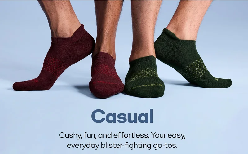 Casual | Cushy, fun, and effortless. Your easy, everyday blister-fighting go-tos.