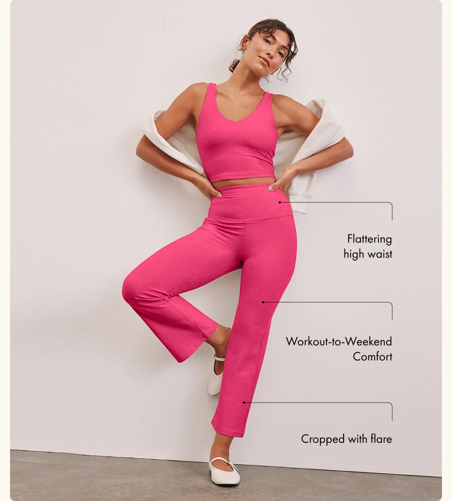 Spacedye Retro Cropped Pant in Vivid Pink Heather