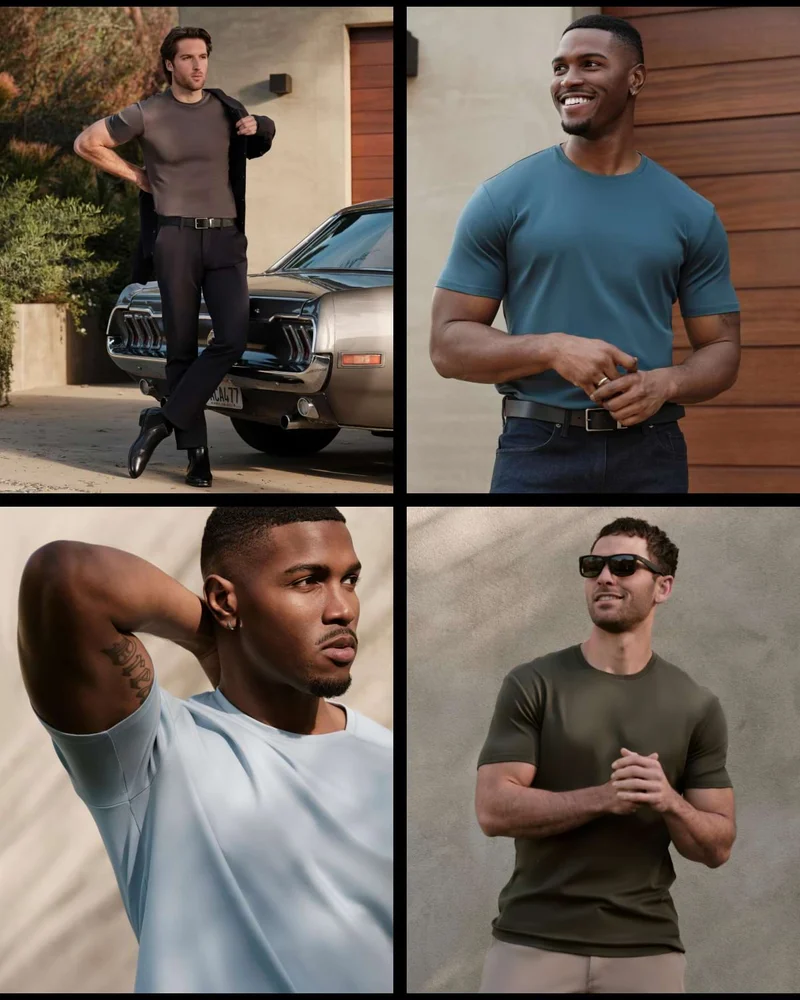 Lifestyle Images of the Core Classic Pima Crew 4-Pack
