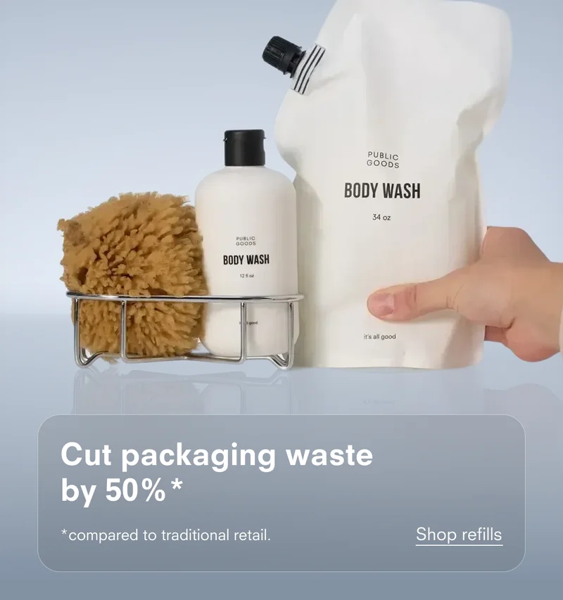 Cut packaging waste by 50% compared to traditional retail. Shop refills.