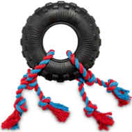 Leaps & Bounds Toss & Tug Tire Dual Rope Dog Toy, Medium