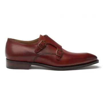 Tiverton Double Buckle Monk Shoe in Dark Leaf Calf Leather