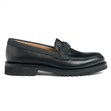 Cora GV Apron Loafer in Black Kudu/Moc Croc Nubuck