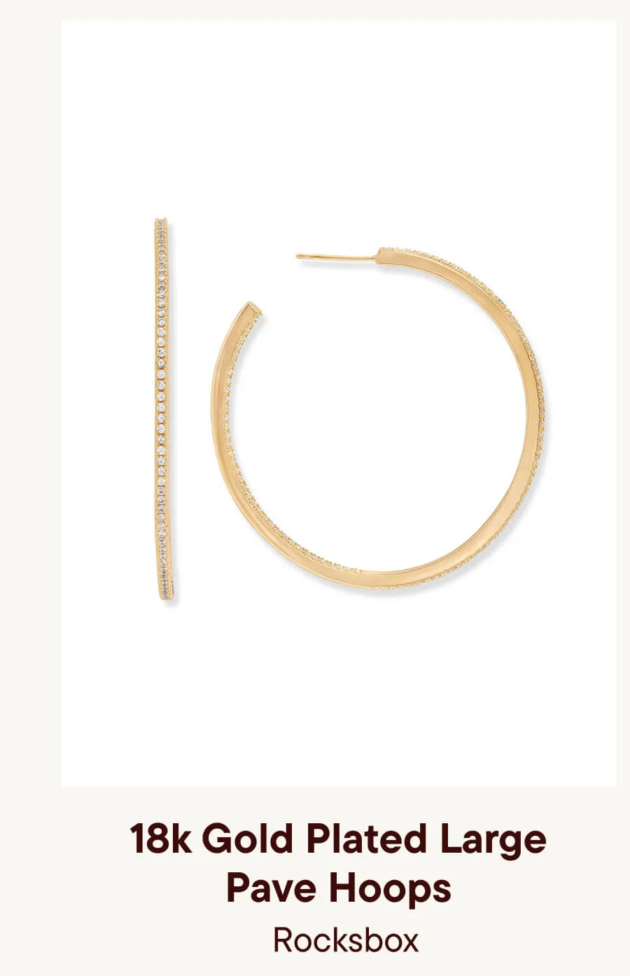 18k Gold Plated Large Pave Hoops