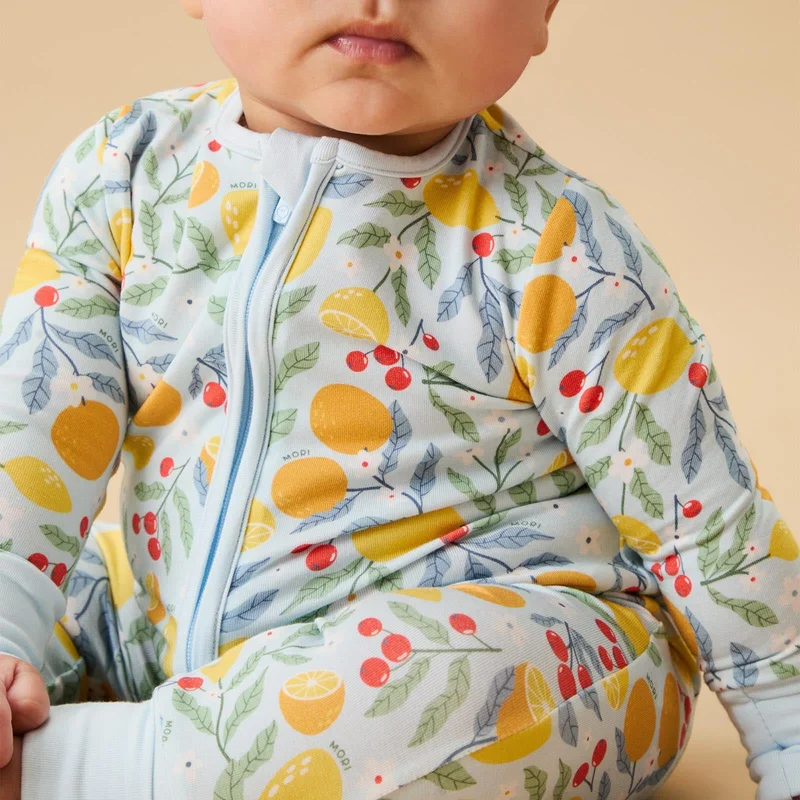 Image of Citrus Summer Clever Zip Baby Pajamas
