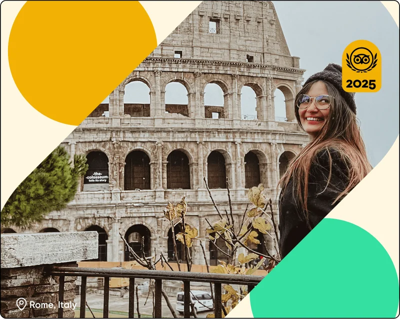 Image Description: A person smiling in front of the Colosseum. A gold Travelers’ Choice Awards Best of the Best 2025 badge is on the top right corner of the image.