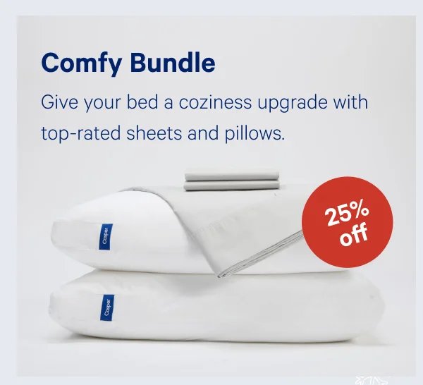 [25% off] >> Comfy Bundle >> Give your bed a coziness upgrade with top-rated sheets and pillows. >>