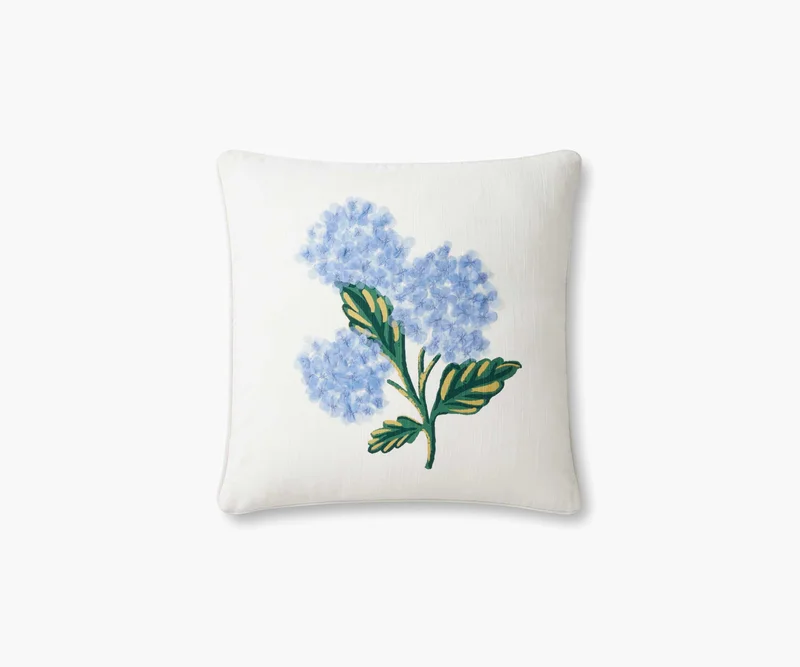 Image of Hydrangea Bouquet Embellished Pillow - Cream