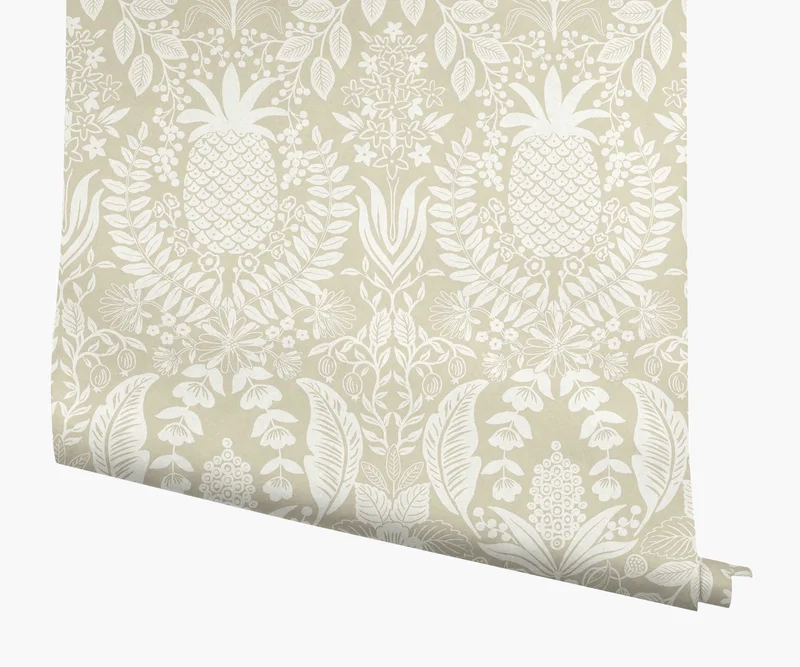 Image of Pineapple Damask Wallpaper - Linen