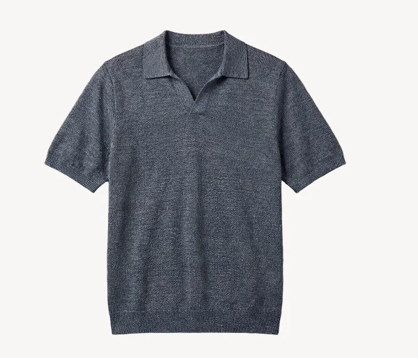 Short Sleeve Linen Sweater Polo