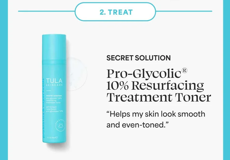 2. Treat: Secret Solution Pro-Glycolic 10% Resurfacing Treatment Toner “Helps my skin look smooth and even-toned.”