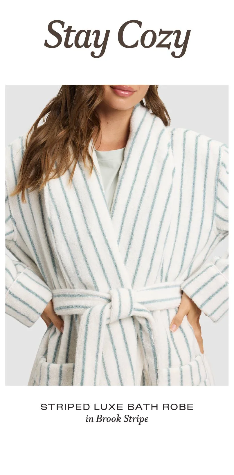 Striped Luxe Bath Robe in Brook Stripe Striped Luxe Bath Robe in Brook Stripe