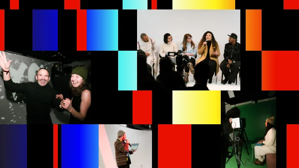Adobe House collage graphic featuring filmmaker talks.