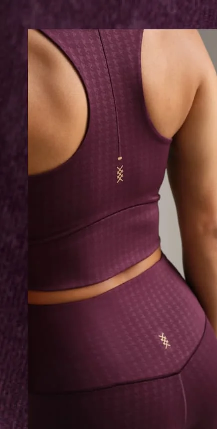 Revive™ Longline Bra - Mulberry Houndstooth