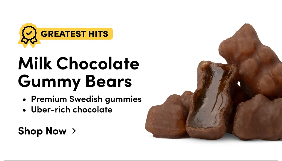 Milk Chocolate Gummy Bears | Premium Swedish gummies | Uber-rich chocolate; Shop now