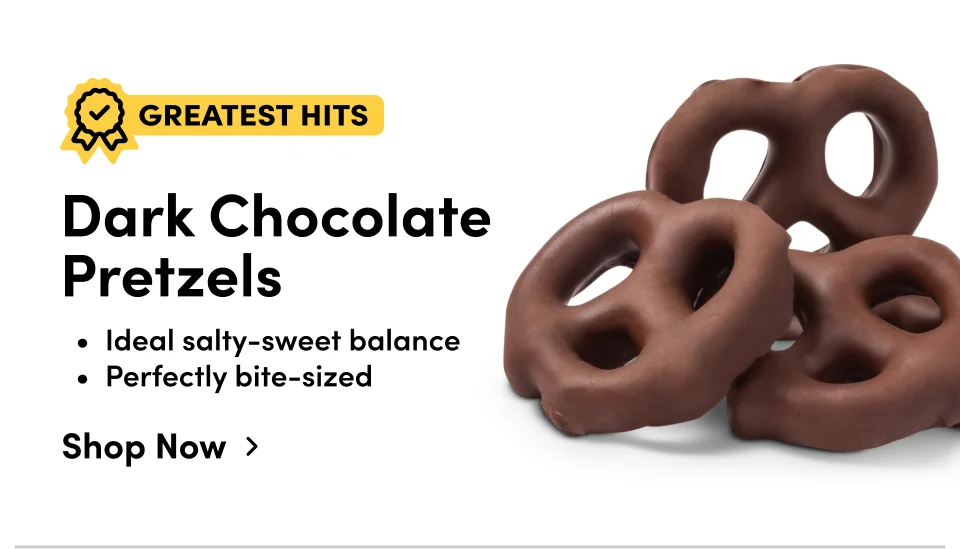 Dark Chocolate Pretzels | Ideal salty-sweet balance | perfectly bite-sized; Shop now