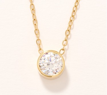 Steel by Diamonique Bezel Set Solitaire Pendant