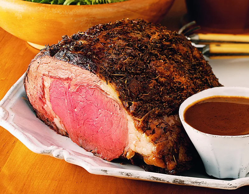 image of the Herb-Crusted Prime Rib with Red Wine Sauce