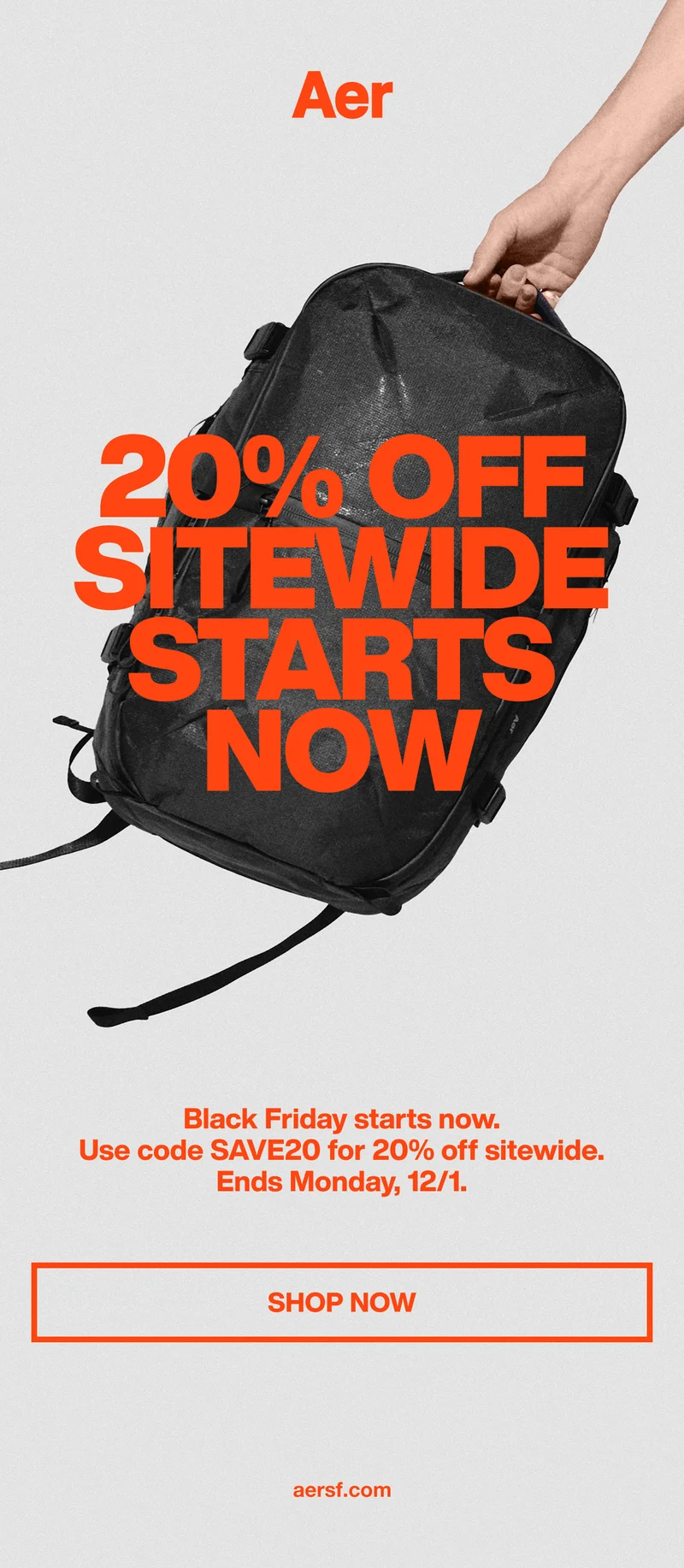 Aer - 20% Off Sitewide Starts Now