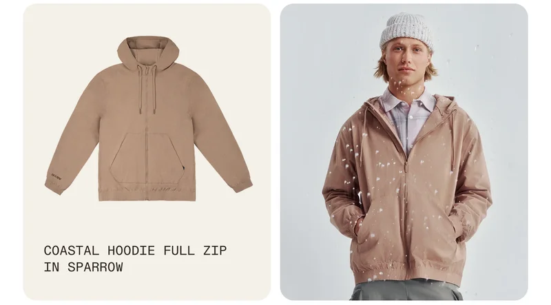 Coastal Hoodie Full Zip in Sparrow