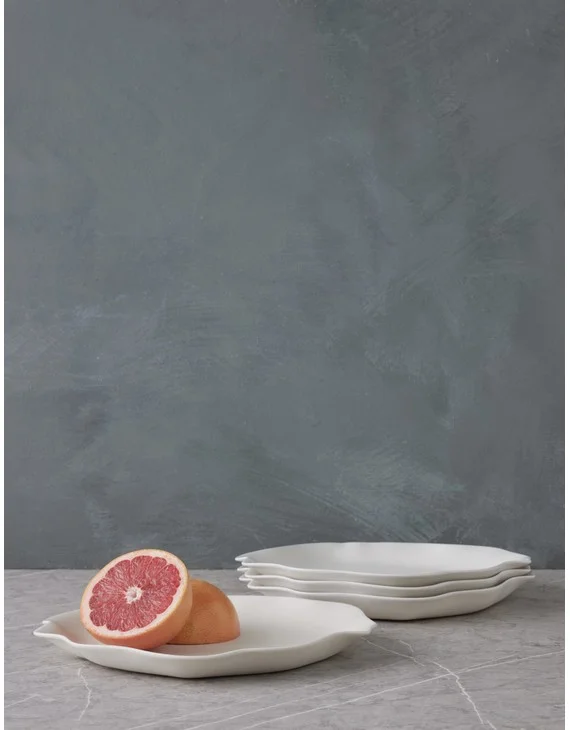 Nadia Satin-Matte Stoneware Dinnerware-Ivory / Dinner Plates -Set of 4