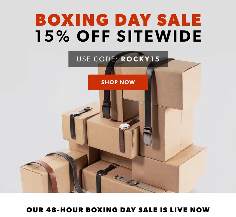 BOXING DAY SALE! 15% OFF SITEWIDE. USE CODE: discount code. SHOP NOW.