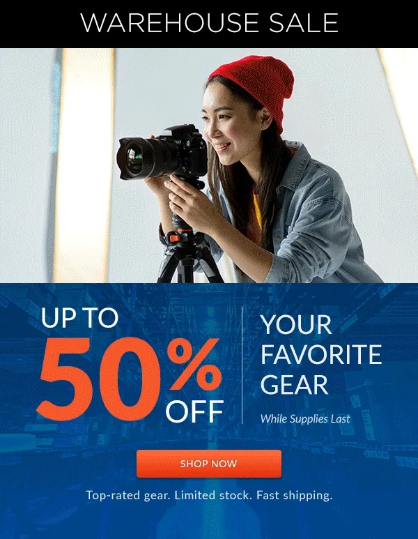 Warehouse Sale | Up to 50% Off | Shop Now