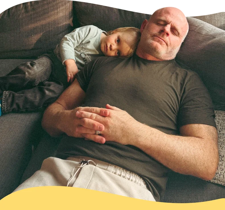 Trent with his child.