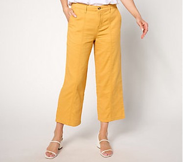 LOGO by Lori Goldstein Regular Cotton GauzeCrop Pant  Size Plus 28  Honey Gold